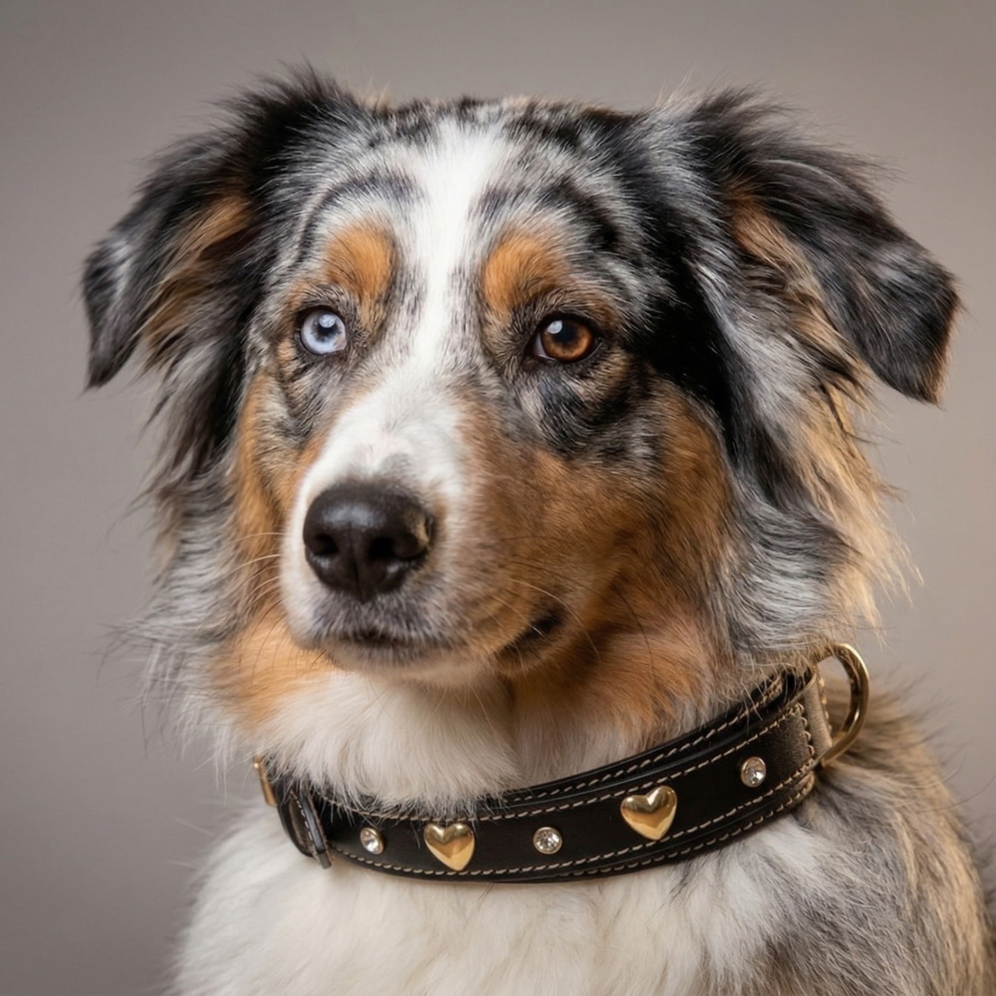 Set Collare con Cristalli e Guinzaglio in Pelle per Cani